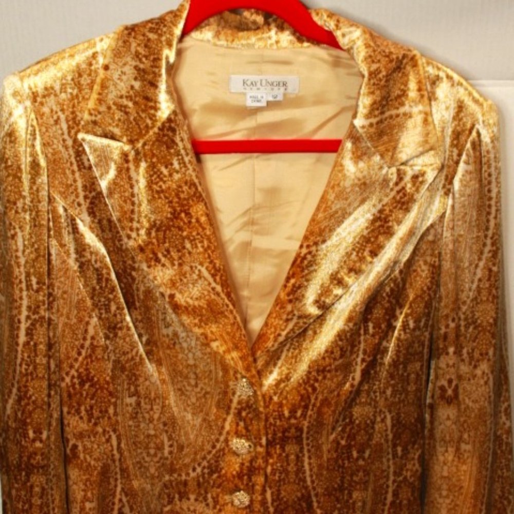 Vintage Gold Velvet Kay Unger Blazer